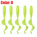 5Pcs Curly Worms Soft Bait 55mm 2g Jig Wobblers Fishing Lure Shrimp Smell Silicone Artificial Baits Carp Bass Lures Pesca Tackle