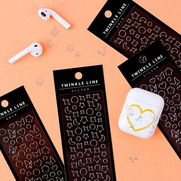 1pcs Butterfly Heart Gold Silver Stamping PVC Material Stickers Scrapbooking Creative DIY Deco Stationery Stickers