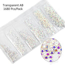 Multi-Size Glass Nail Rhinestones For Nails Art Decorations Crystals Strass Charms Partition Mixed Size Rhinestone Set