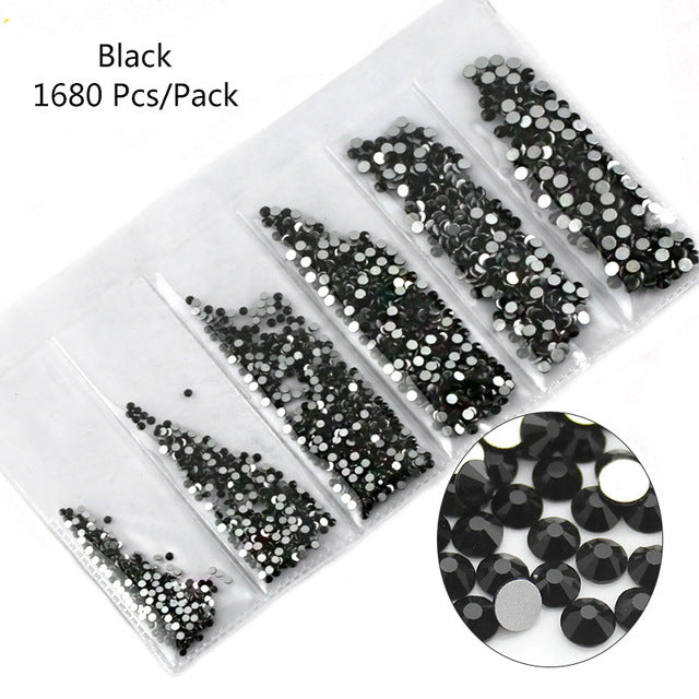 Multi-Size Glass Nail Rhinestones For Nails Art Decorations Crystals Strass Charms Partition Mixed Size Rhinestone Set