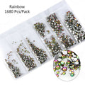 Multi-Size Glass Nail Rhinestones For Nails Art Decorations Crystals Strass Charms Partition Mixed Size Rhinestone Set