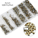 Multi-Size Glass Nail Rhinestones For Nails Art Decorations Crystals Strass Charms Partition Mixed Size Rhinestone Set