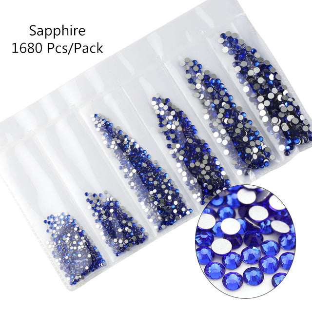 Multi-Size Glass Nail Rhinestones For Nails Art Decorations Crystals Strass Charms Partition Mixed Size Rhinestone Set