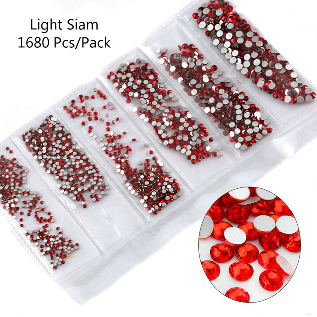 Multi-Size Glass Nail Rhinestones For Nails Art Decorations Crystals Strass Charms Partition Mixed Size Rhinestone Set