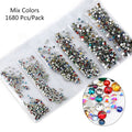 Multi-Size Glass Nail Rhinestones For Nails Art Decorations Crystals Strass Charms Partition Mixed Size Rhinestone Set