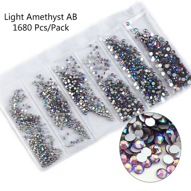 Multi-Size Glass Nail Rhinestones For Nails Art Decorations Crystals Strass Charms Partition Mixed Size Rhinestone Set