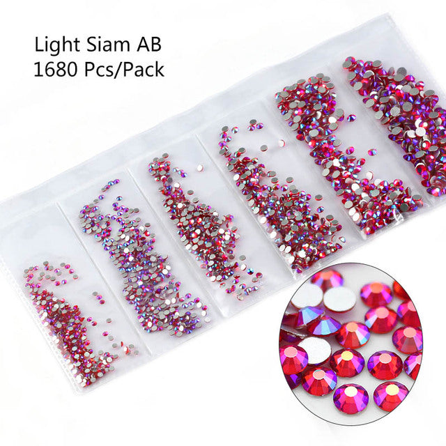 Multi-Size Glass Nail Rhinestones For Nails Art Decorations Crystals Strass Charms Partition Mixed Size Rhinestone Set