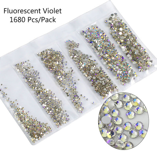 1 Case Crystal Strass Nail Art Rhinestone Decoration Mixed Size Clear AB  Non Hotfix Flatback Gem for Nail Manicure Access 