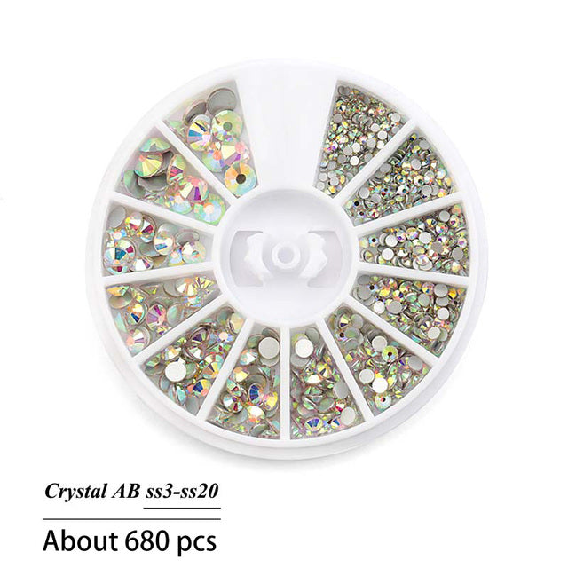 Multi-Size Glass Nail Rhinestones For Nails Art Decorations Crystals Strass Charms Partition Mixed Size Rhinestone Set