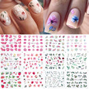 12 Designs summer flower leaf Nail Water Decals Sexy lips finger Sexy girl Transfer Slider Russia Words Manicure Tattoos Set
