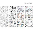 12 Designs summer flower leaf Nail Water Decals Sexy lips finger Sexy girl Transfer Slider Russia Words Manicure Tattoos Set