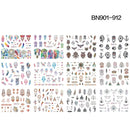 12 Designs summer flower leaf Nail Water Decals Sexy lips finger Sexy girl Transfer Slider Russia Words Manicure Tattoos Set