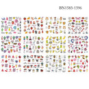 12 Designs summer flower leaf Nail Water Decals Sexy lips finger Sexy girl Transfer Slider Russia Words Manicure Tattoos Set