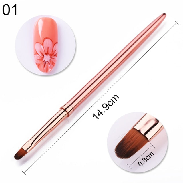 French Tip Nail Brush Silver Black Handle Half Moon Shape Acrylic Painting Drawing Pen  Nail Art Tool