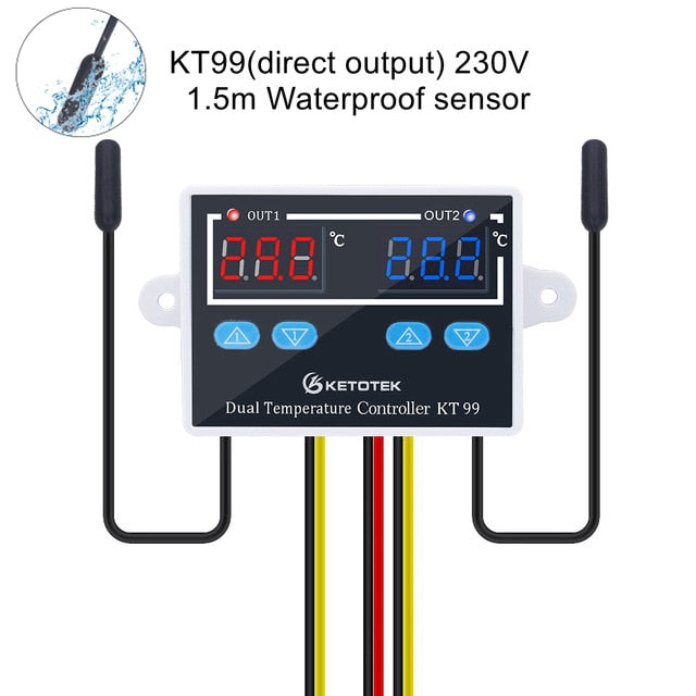 STC-3008 KT99 Dual Digital Temperature Controller Two Relay Output 12V 24V 220V Thermoregulator Thermostat With Heater Cooler
