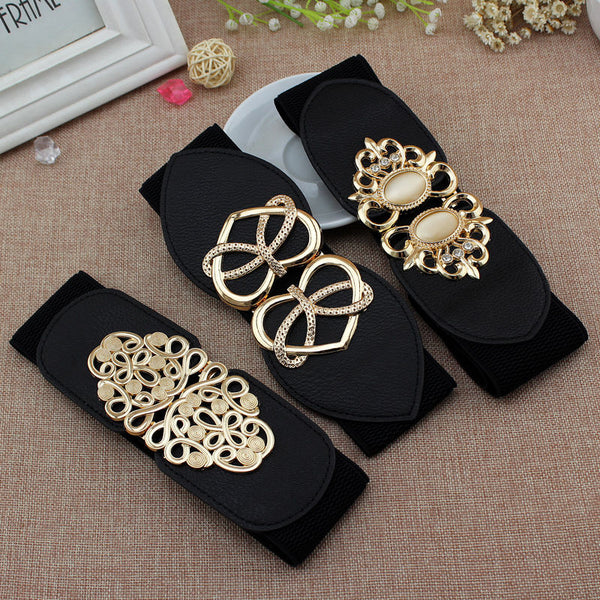 65cm Female Fashion Black Waistband Wide Waist Elastic Stretch Belt for Women Cinch Waistband Dress Coat Clothing Accessories