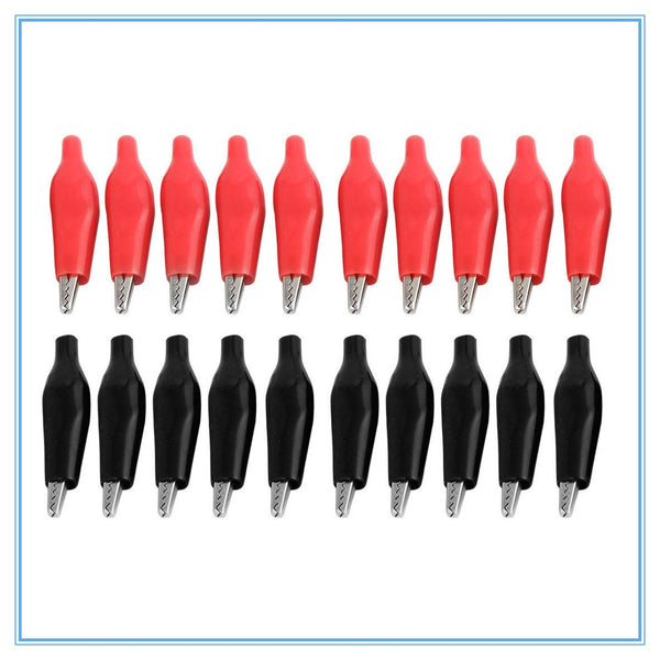 20 Pcs 28MM Black Red Soft Plastic Coated Testing Probe Mini Alligator Test Clips