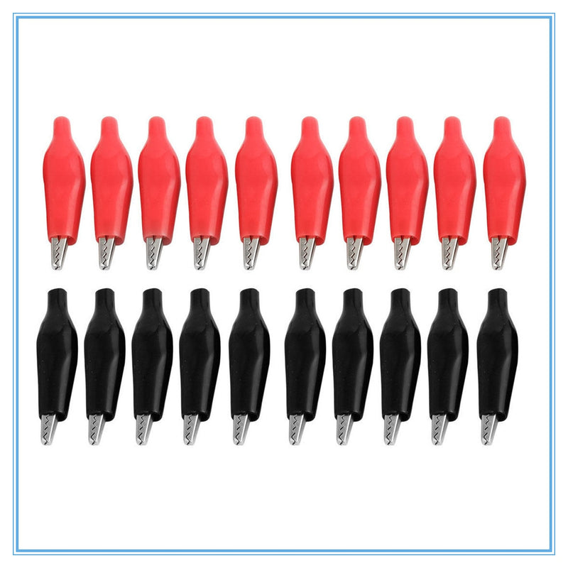 20 Pcs 28MM Black Red Soft Plastic Coated Testing Probe Mini Alligator Test Clips