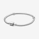 Charms 925 Sterling Solid Silver Bracelet Heart T-Bar Cuff Chain Sparkling Blue Disc Clasp Snake Chain Bracelet Women Jewelry