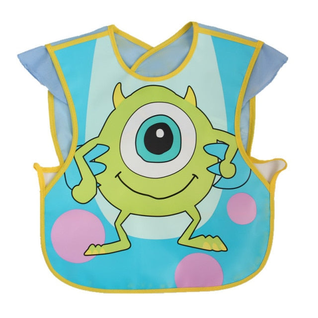 Disney Cute Baby Adjustable Bibs EVA Waterproof Sleeveless Lunch Feeding Bibs Baby Cartoon Feeding Cloth Children Baby Apron