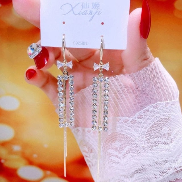 Tassel earrings high sense of 2020 new trendy earrings female Korean long fashion earrings elegant exquisite Women's Earrings