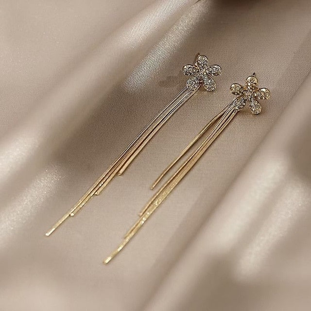 Tassel earrings high sense of 2020 new trendy earrings female Korean long fashion earrings elegant exquisite Women's Earrings