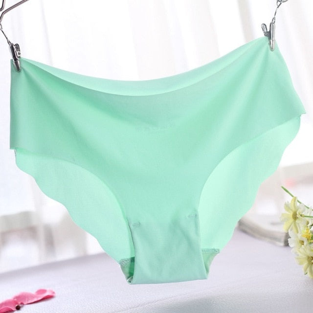 Solid Ladies Women Seamless Panties Ice Silk Underwear G String Underpants Sexy Lingerie Briefs Hipster Intimates