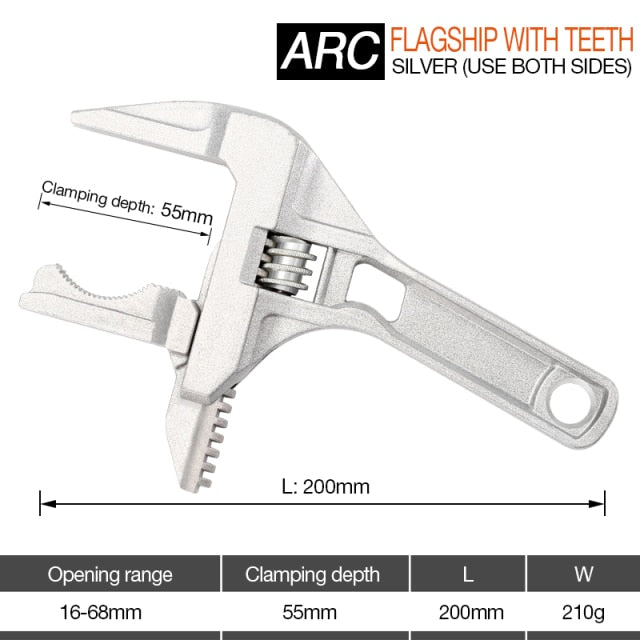 DTBD Multi-function Short Handle Universal Wrench Large Opening Bathroom Pipe Wrench  Adjustable Aluminum Alloy Repair Tool