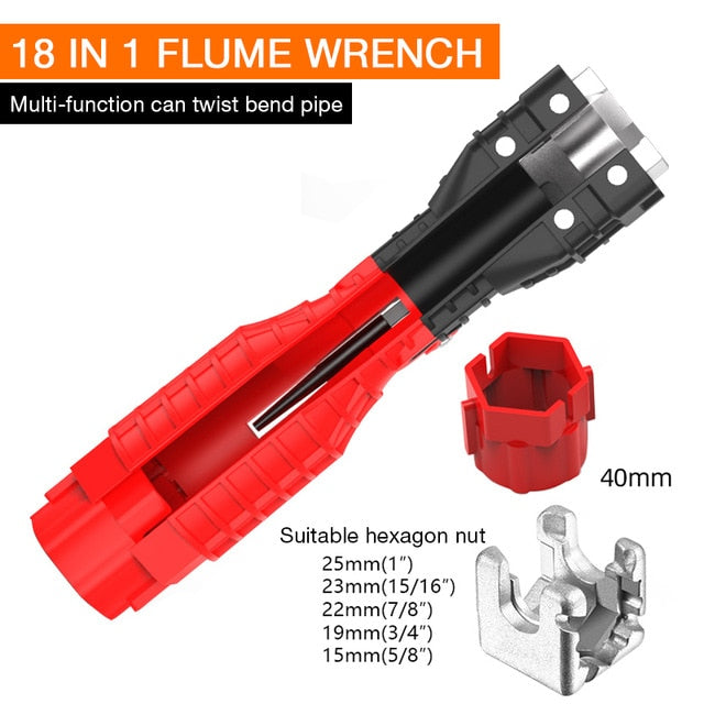 DTBD Multi-function Short Handle Universal Wrench Large Opening Bathroom Pipe Wrench  Adjustable Aluminum Alloy Repair Tool