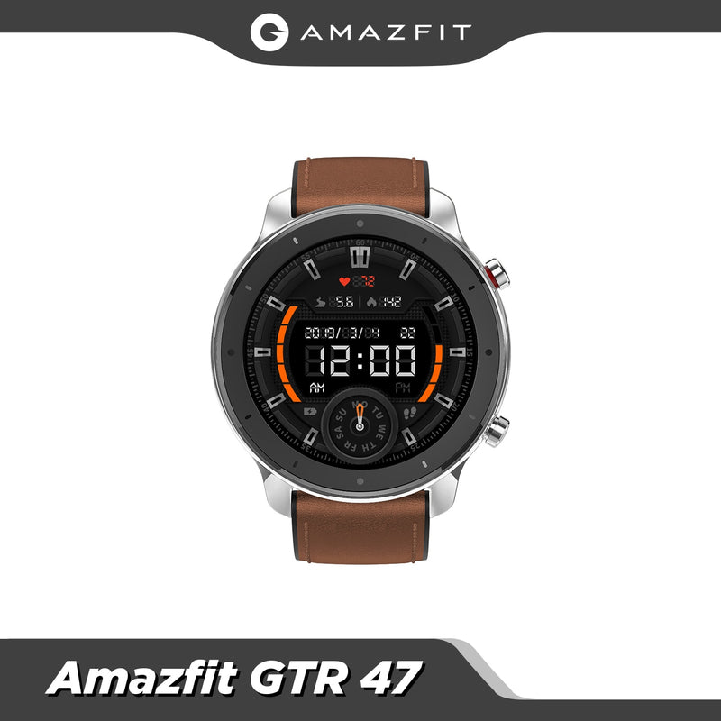 Global Version Amazfit GTR 47mm Smart Watch 5ATM Waterproof Smartwatch 24Days Battery GPS Music Control Leather Silicon Strap
