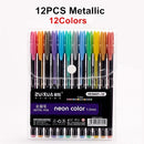 12Pcs/Set Gel Pen Set Glitter Gel Pens For School Office Adult Coloring Book Journals Drawing Doodling Art Markers Promotion Pen