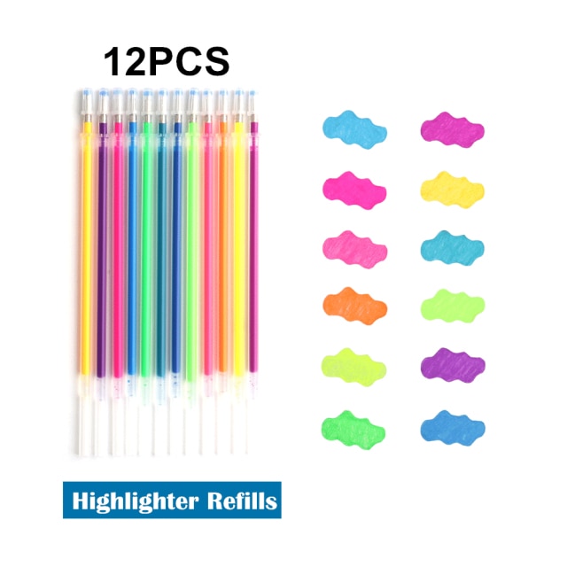 12Pcs/Set Gel Pen Set Glitter Gel Pens For School Office Adult Coloring Book Journals Drawing Doodling Art Markers Promotion Pen