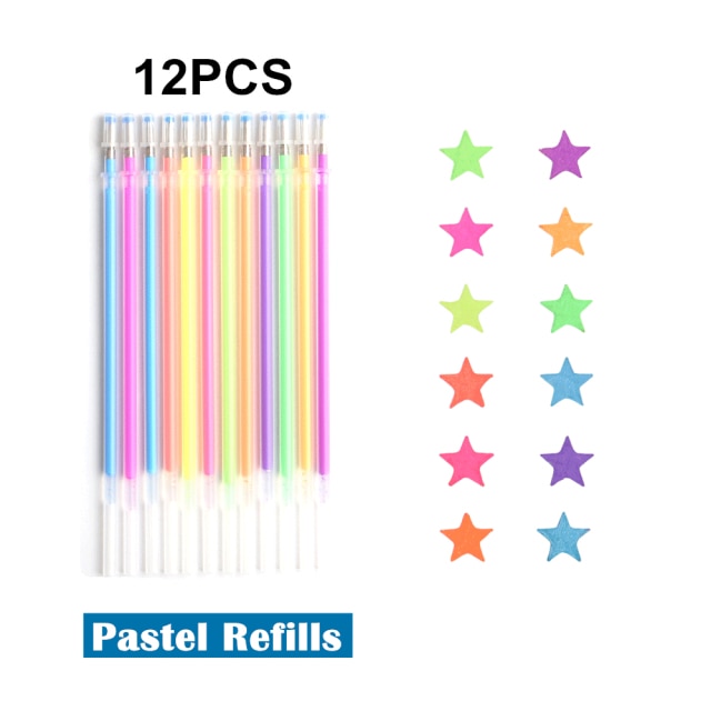 12Pcs/Set Gel Pen Set Glitter Gel Pens For School Office Adult Coloring Book Journals Drawing Doodling Art Markers Promotion Pen