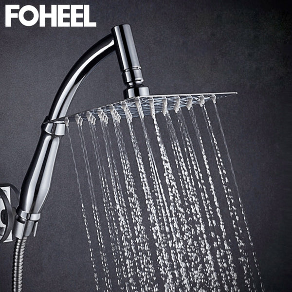 FOHEEL 6 and 8 inch shower head stainless steel shower head water saving bathroom rain spa square handheld shower head