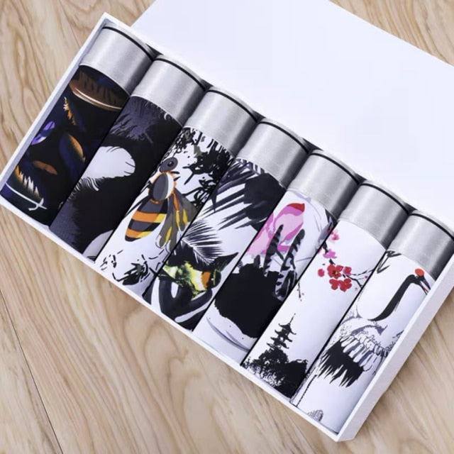 8pcs/lot New Men's Underwear Ice Silk Boxer Summer Breathable Ultra-Thin Smooth Ice Silk Boxer Personalized Tide Boxer Shorts
