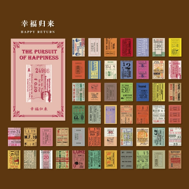 Journamm 50pcs Vintage Paper  for Phone Deco Retro Stationery Supplies Litmus Paper Junk Journal Label Scrapbooking Material