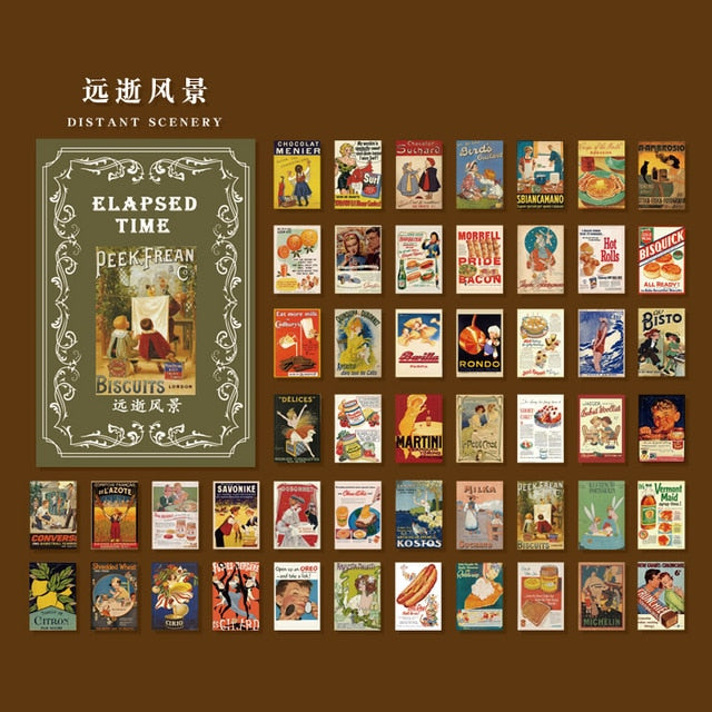 Journamm 50pcs Vintage Paper  for Phone Deco Retro Stationery Supplies Litmus Paper Junk Journal Label Scrapbooking Material