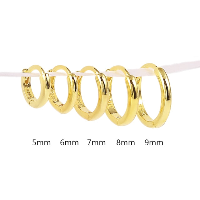 CANNER 5/6/7/8/9mm Real 925 Sterling Silver Hoop Earrings for Women Piercing Earings Round Circle Earring Jewelry pendientes