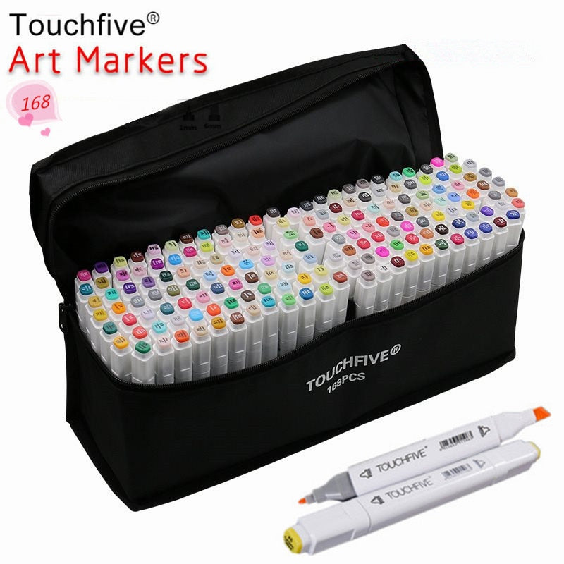 TOUCHFIVE 1 pcs matching Art Markers Brush Pen Sketch Alcohol Based Markers Dual Head Manga Drawing Pens Art Supplies