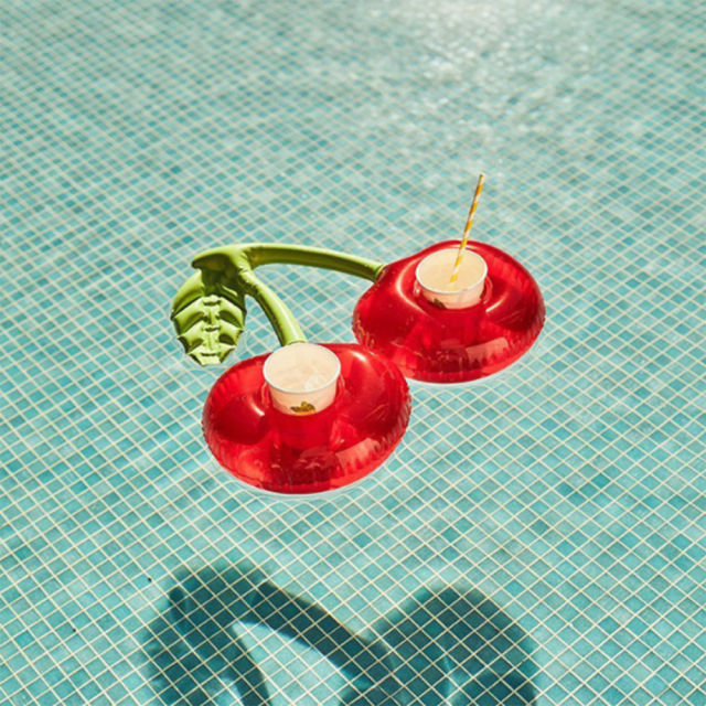 1PC Inflatable Cherry Crab Cup Holder Pool Party Float Drink Holder Swimming Pool Float Beer Cooler Pool Toy Floating Coasters