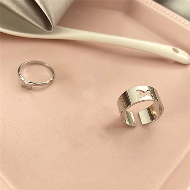 Minimalism Gold Color Round Geometric Finger Rings Set for Women 2021 Classic Circle Open Ring Joint Ring Female Jewelry