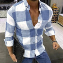 INCERUN Fashion Plaid Men Shirt Casual Long Sleeve Lapel Blouse Fitness Chic Brand Streetwear Shirts Men Camisa Masculina S-5XL