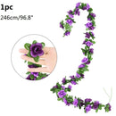 Wisteria Artificial Flower Vine Ivy Leaf Garland Silk Rose Flowers Rattan String Vine Wedding Arch Flower Home Garden Decoration