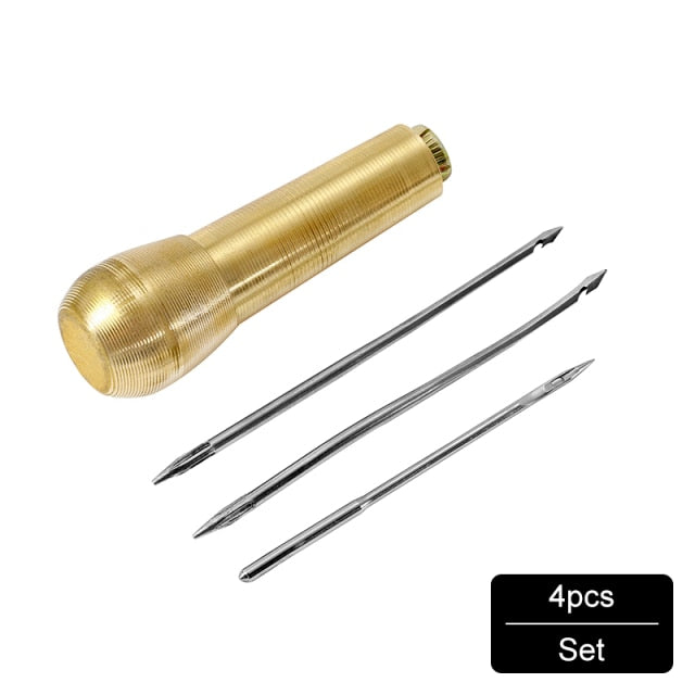 MIUSIE 1-4Pcs Canvas Leather Tent Shoes Sewing Awl Taper Leather craft Needle Kit Repairing Tool Sets Hand Stitching