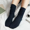 CHAOZHU  Japanese Korea High School Girls High Socks Loose Solid Colors Double Needles Knitting Cotton Long Socks Women