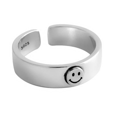 INS Retro Smile Face Ring Female Smile Ring Student Open Finger Adjustable Rings Personality Jewelry