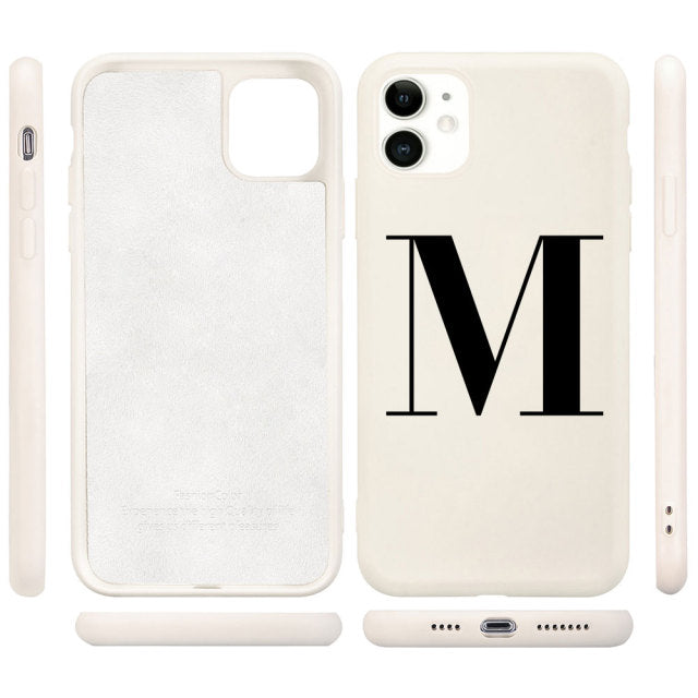 Custom Name Initial letter Diy Phone Case For iphone SE  6 6S 7 8 Plus X XS XR XS Max 11 Pro 12 Mini MAX Liquid Silicone Case