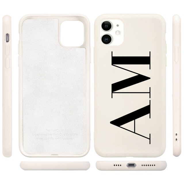 Custom Name Initial letter Diy Phone Case For iphone SE  6 6S 7 8 Plus X XS XR XS Max 11 Pro 12 Mini MAX Liquid Silicone Case