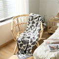 REGINA Delicate Knitted Leopard Print Blankets Winter Warm Faux Fur Microfiber Stich Plaid Bedspread Fluffy Adult Blanket Throw