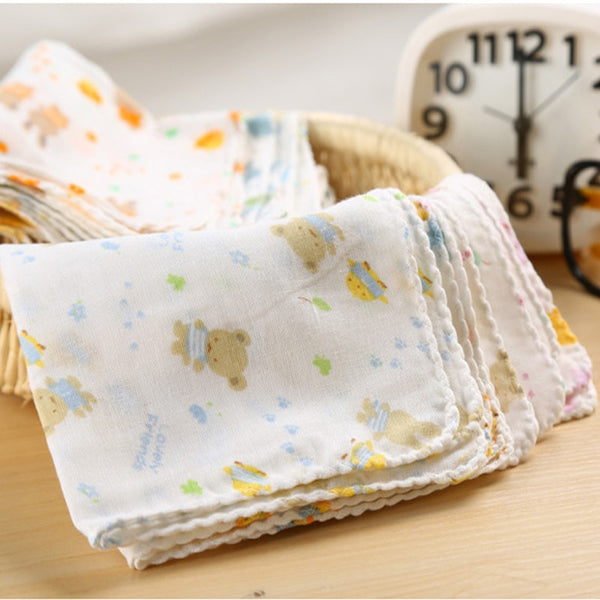 10PCS Baby Feeding Towel Teddy Bear Bunny Dot Chart Printed Children Small Handkerchief Gauze s Nursing  YYT308